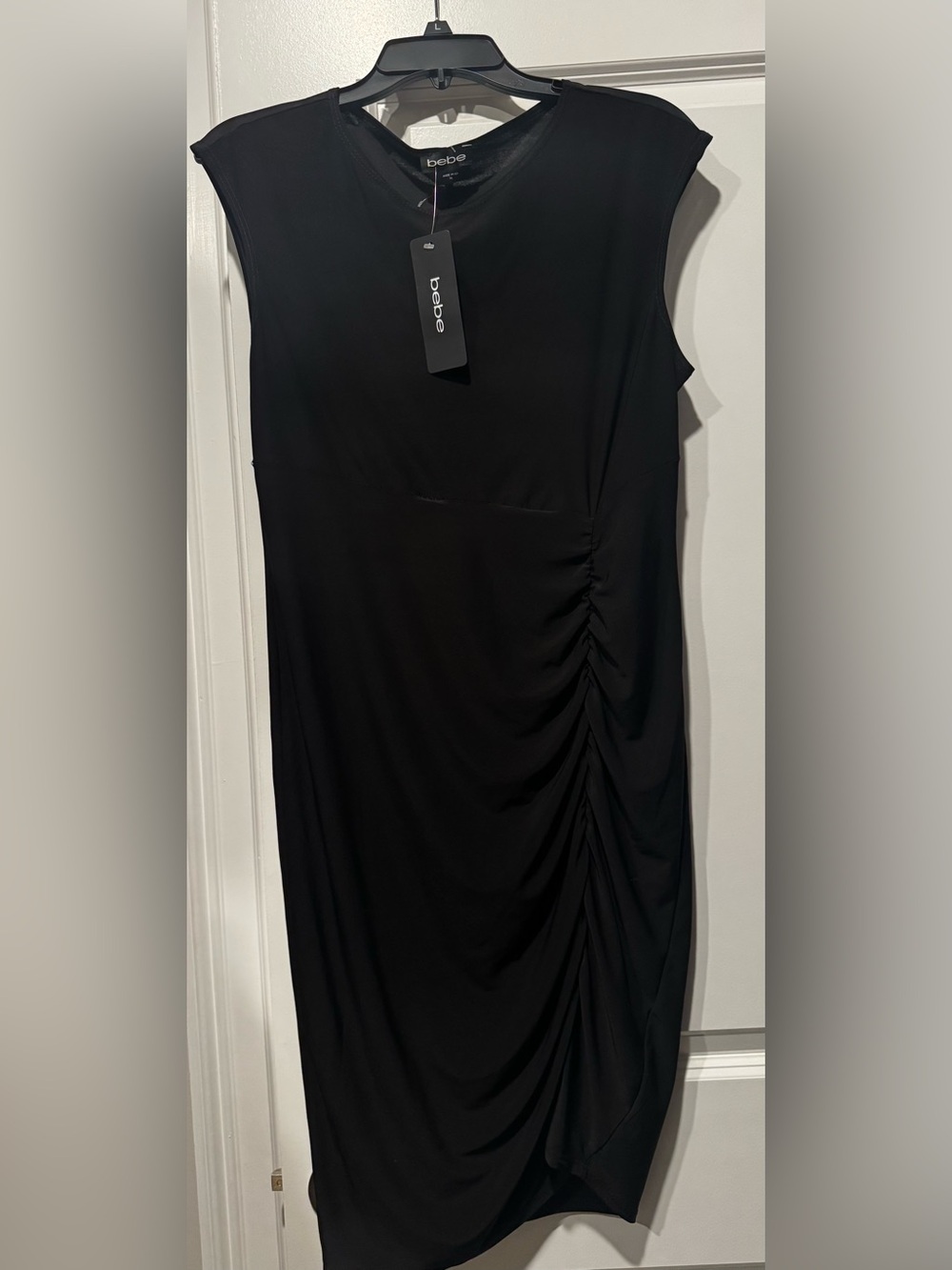 NWT bebe Black Ruched black stretch dress